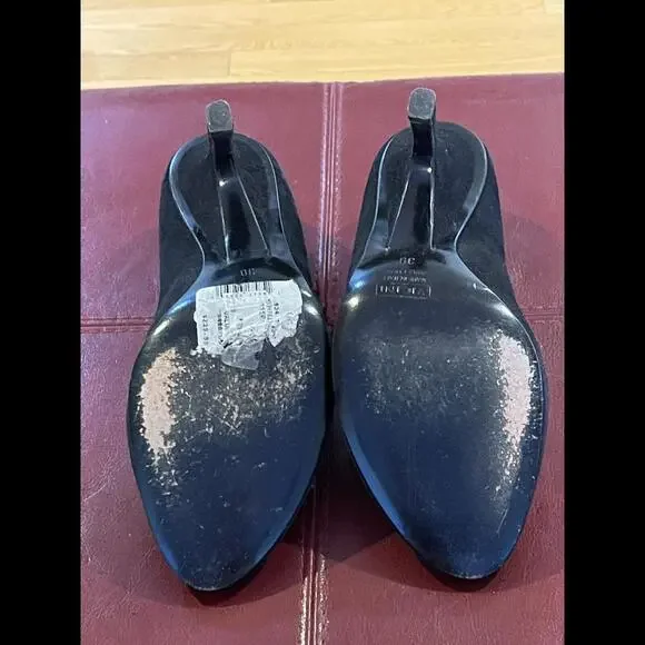 GIUSEPPE ZANOTTI Vintage Black Suede Cutout Pumps Buckle Unique 3” Heel Sz 39 - Picture 8 of 13